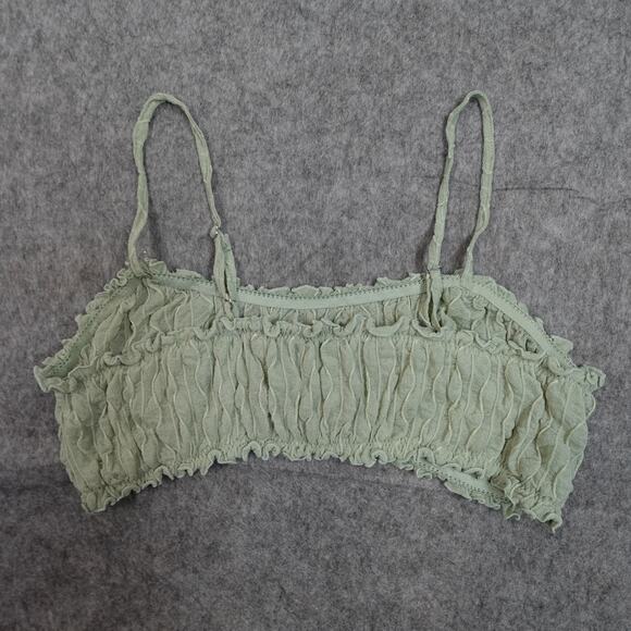 Find Me Now Bralette Womens Large Ruffle Green Romantic Adjustable Straps - Picture 4 of 6